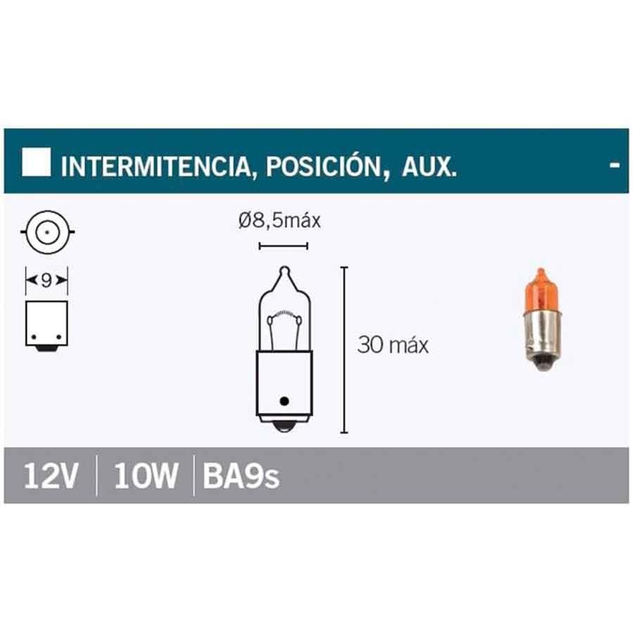 BOMBILLA LAMPARA V-PARTS (CAJA 10 UNIDADES) 12VX10W NARANJA  G-012AOR   L829