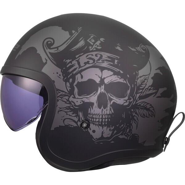 CASCO LS2 OF599 SPITFIRE II WILLY BLACK GREY-06