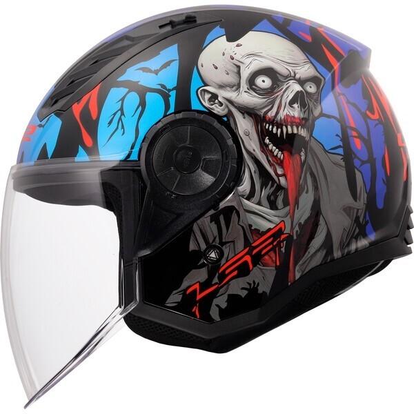 CASCO LS2 OF616 AIRFLOW II ZOMBIE II BLACK RED BLUE-06
