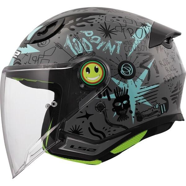 CASCO LS2 OF622 FUNNY II SCRIBBLE GREY BLUE