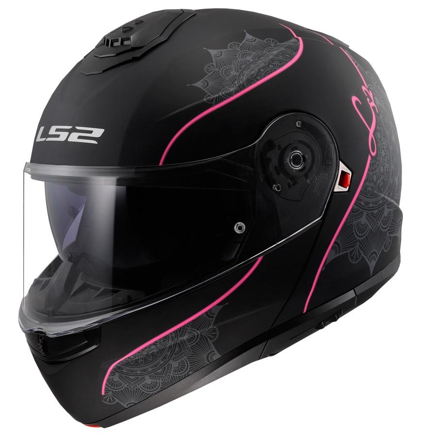 CASCO LS2 CONVERTIBLE FF908 STROBE II 06 LUX NEGRO MATE ROSA
