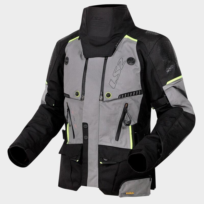 CHAQUETA LS2 APOLLO MAN JACKET BLACK DARK GREY H-V YELLOW