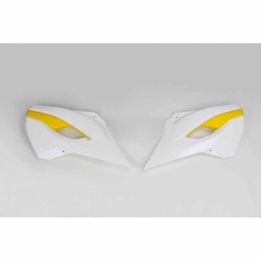PLÁSTICOS LATERALES DE RADIADOR UFO HUSQVARNA BLANCO/AMARILLO HU03353-W   58969
