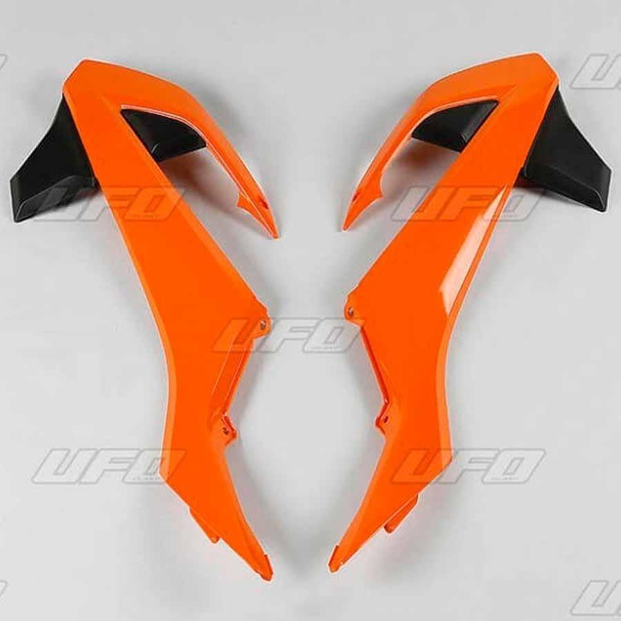 PLÁSTICOS LATERALES DE RADIADOR UFO KTM NARANJA / NEGRO KT04073-999   65802