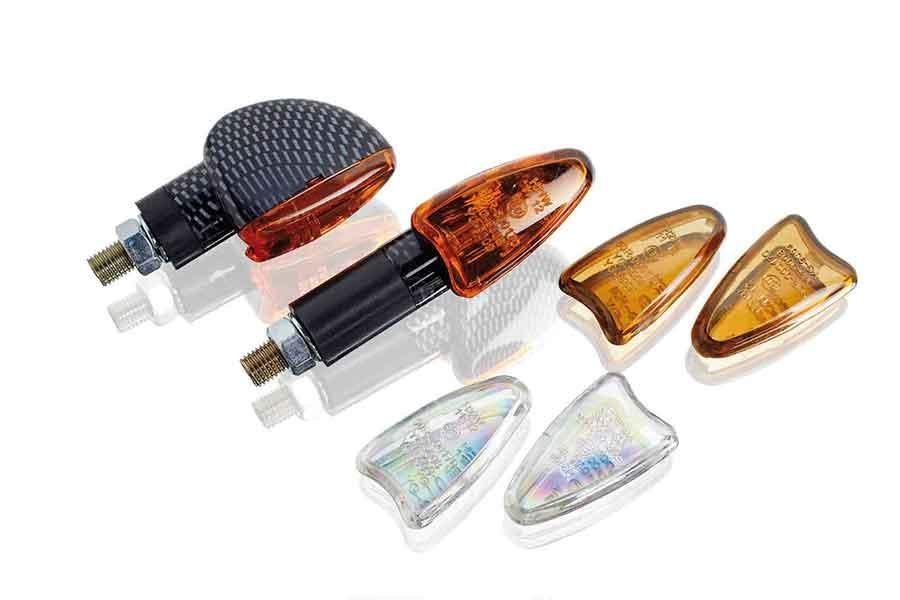 JUEGO PILOTOS INTERMITENTES PUIG MOD.STAR LARGO NEGRO CRISTAL AMBAR+LASER+FUM
