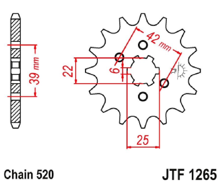 PIÑON JT 1265 DE ACERO CON 12T