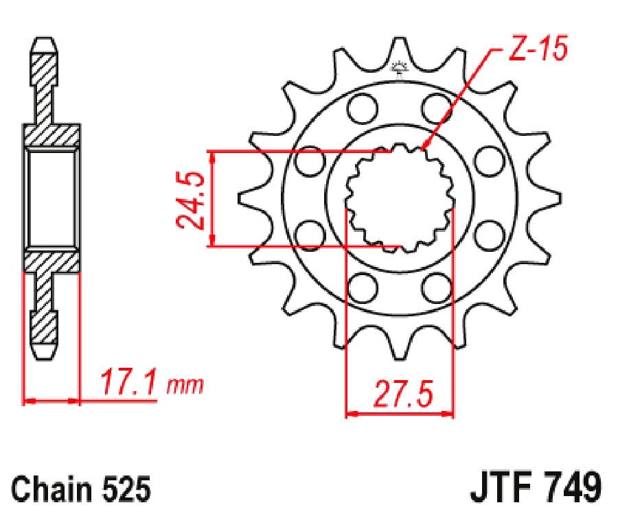 PIÑON JT 749 DE ACERO 14T