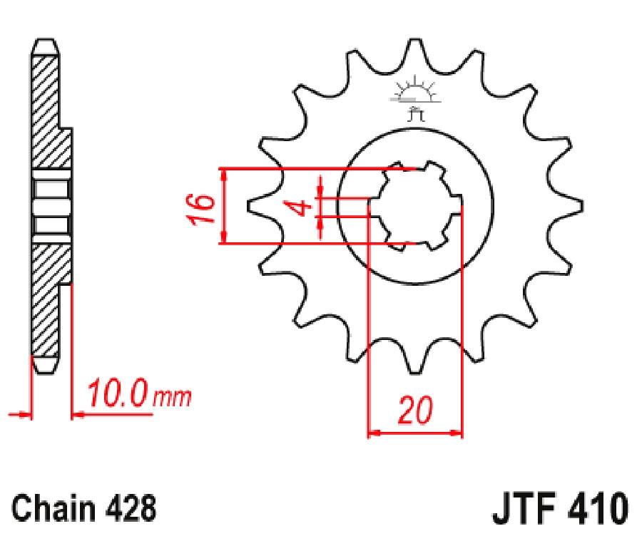 PIÑON JT 410 DE ACERO CON 16T