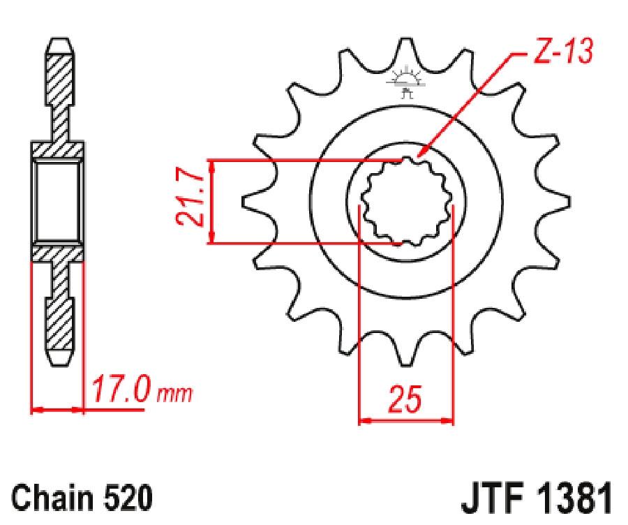 PIÑON JT 1381 DE ACERO CON 16T HONDA CB500F