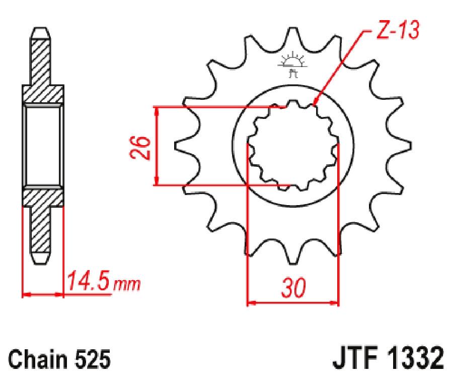 PIÑON JT 1332 DE ACERO CON 14T
