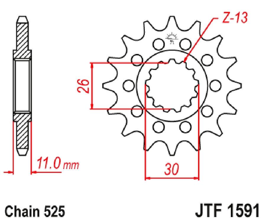 PIÑON JT 1591 DE ACERO 15T YAMAHA FZ8