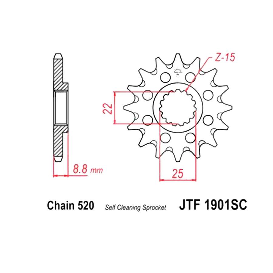 PIÑON JT 1901SC AUTOLIMPIABLE DE ACERO CON 13T