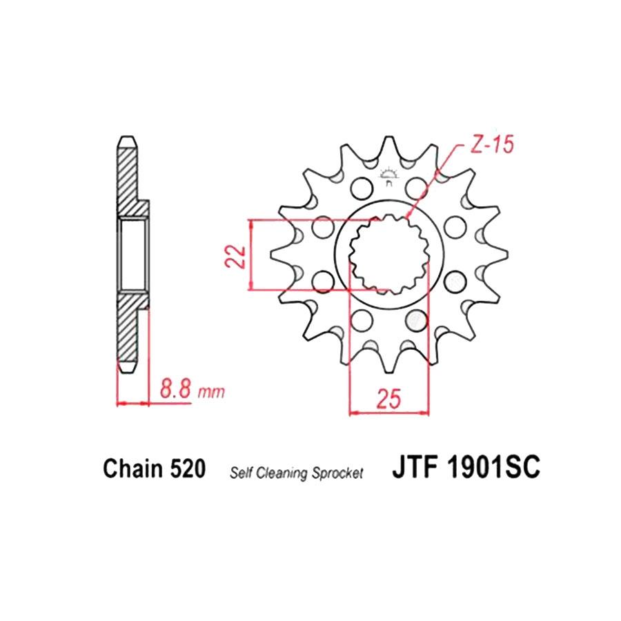 PIÑON JT 1901SC AUTOLIMPIABLE DE ACERO CON 14T