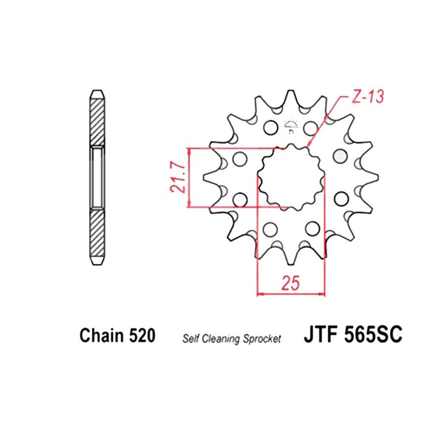 PIÑON JT 565SC AUTOLIMPIABLE DE ACERO CON 13T