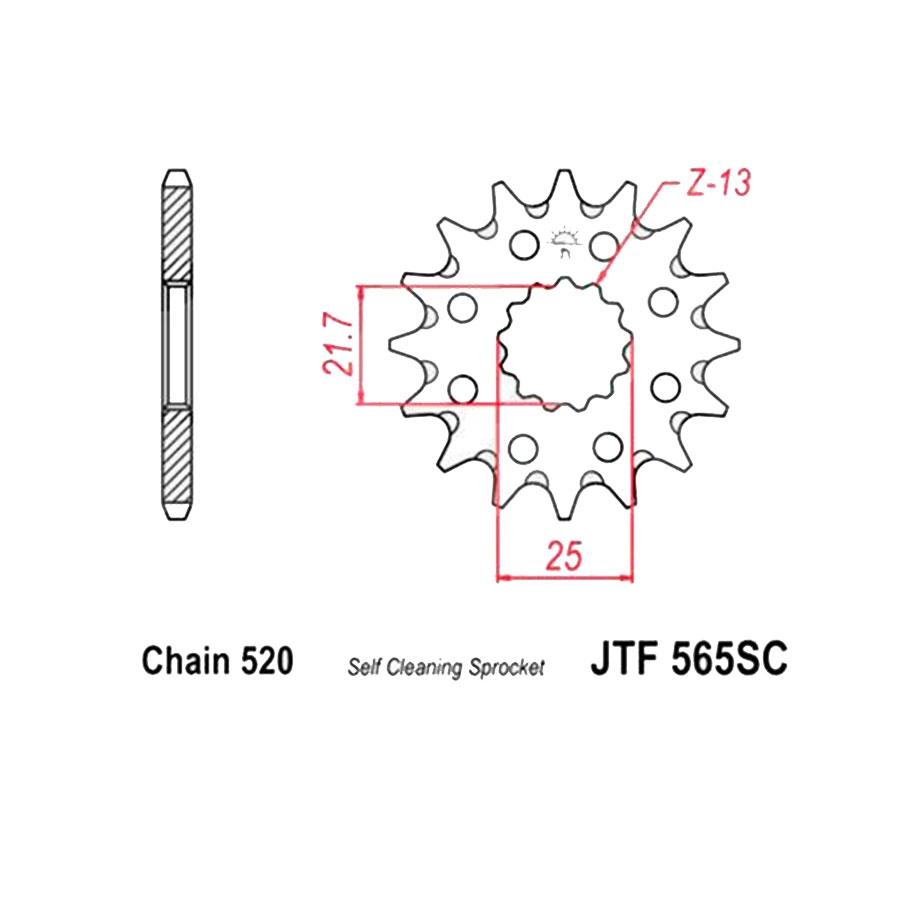 PIÑON JT 565SC AUTOLIMPIABLE DE ACERO CON 14T