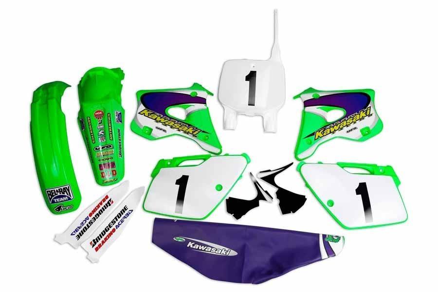 KIT PLASTICA COMPLETO UFO Y KIT ADHESIVOS EMIG TEAM USA REPLICA KAWASAKI KX125/250   4420000290