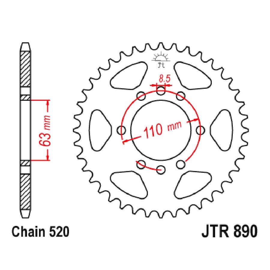 PLATO CORONA JT 890 DE ACERO KTM DUKE 125/200/390 45T