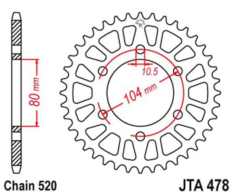 PLATO CORONA JT ALUMINIO NEGRO JT 478 CON 43T