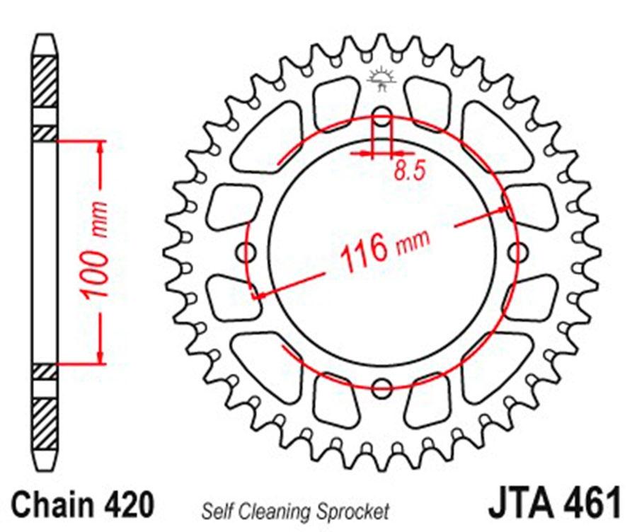 PLATO CORONA JT ALUMINIO NEGRO JT 461 CON 51T