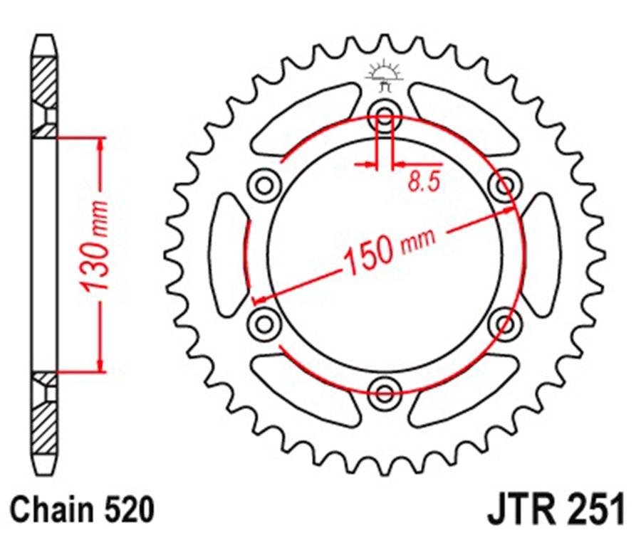 PLATO CORONA JT 251 DE ACERO CON 50T PASO 520 AUTOLIMPIABLE