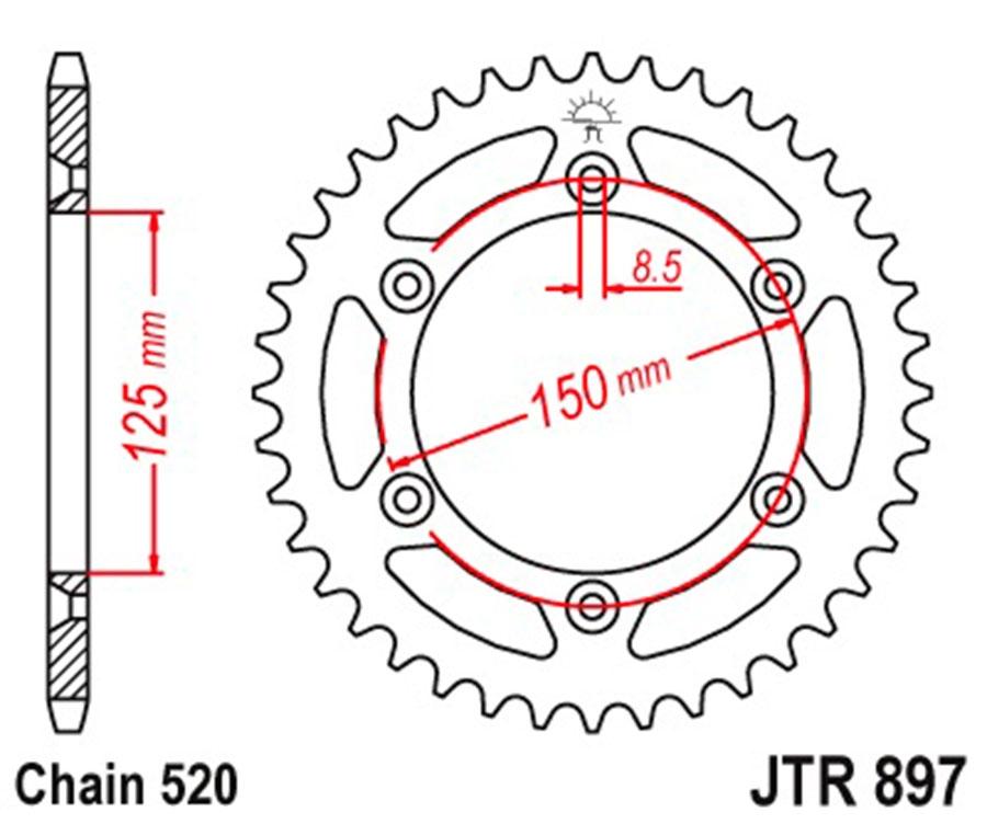 PLATO CORONA JT 897 DE ACERO CON 48T PASO 520 AUTOLIMPIABLE