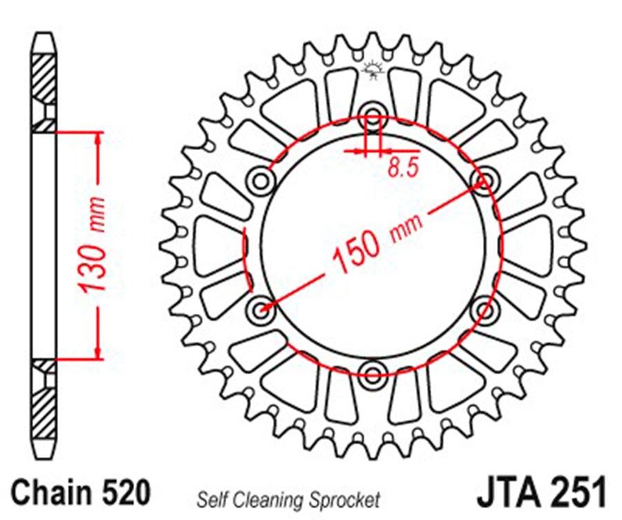 PLATO CORONA JT ALUMINIO NEGRO JT 251 CON 48T