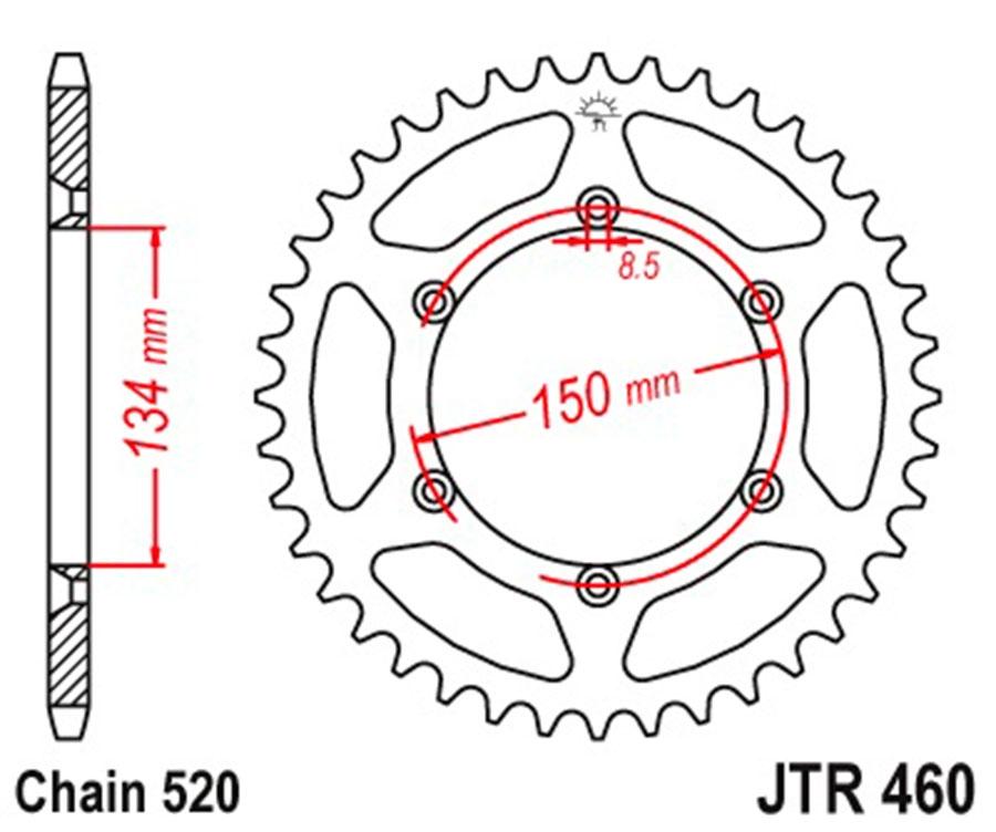PLATO CORONA JT 460 DE ACERO CON 48T PASO 520 AUTOLIMPIABLE