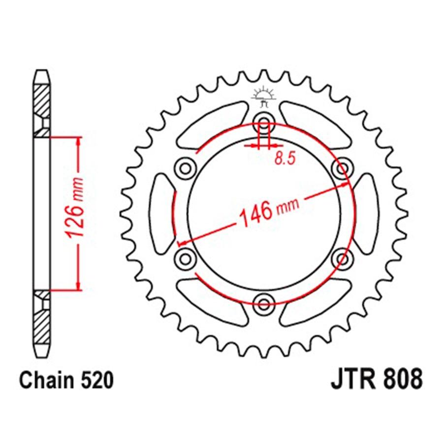 PLATO CORONA JT 808 DE ACERO CON 51T PASO 520 AUTOLIMPIABLE