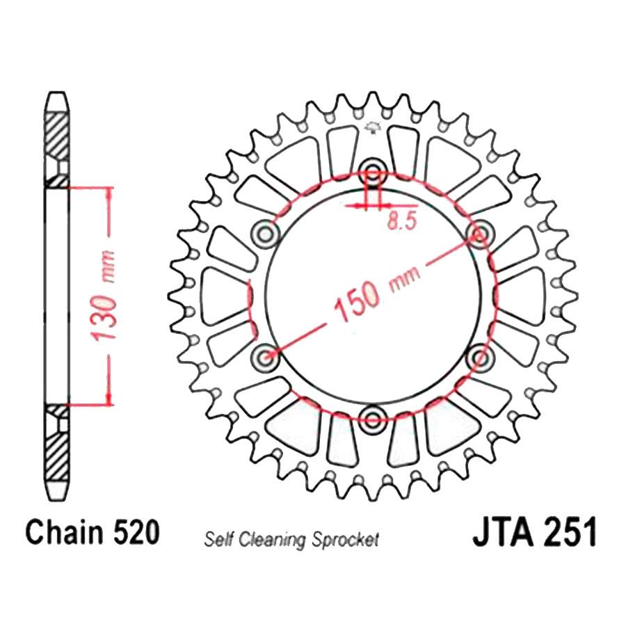 PLATO CORONA JT ALUMINIO NEGRO JT 251 CON 49T