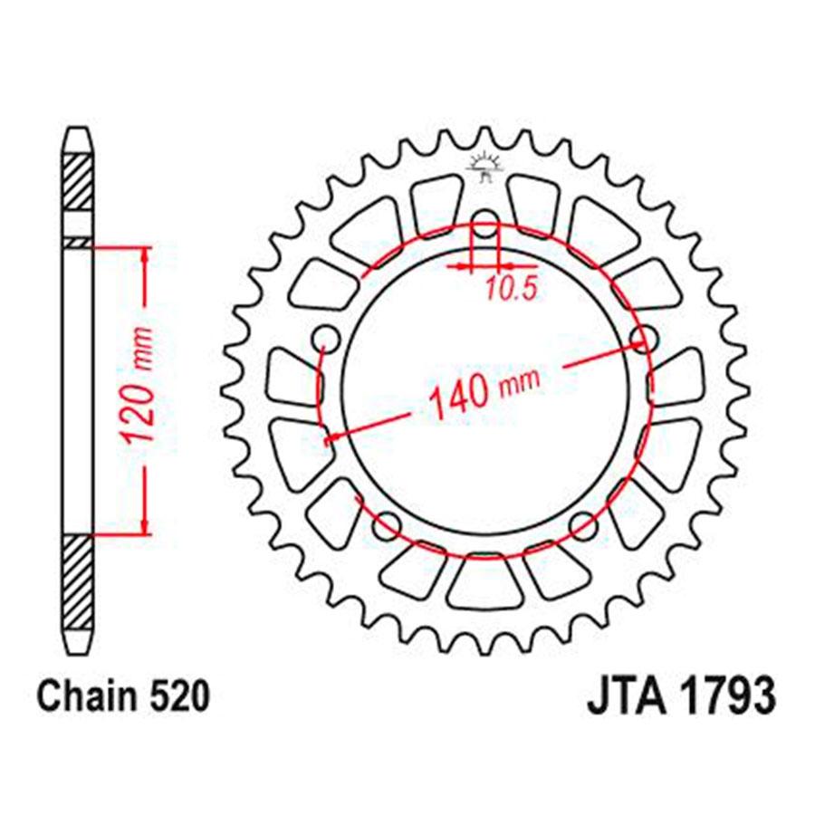 PLATO CORONA JT ALUMINIO NEGRO JT 1793 CON 44T