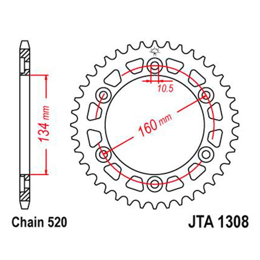 PLATO CORONA JT ALUMINIO NEGRO JT 1308 CON 44T