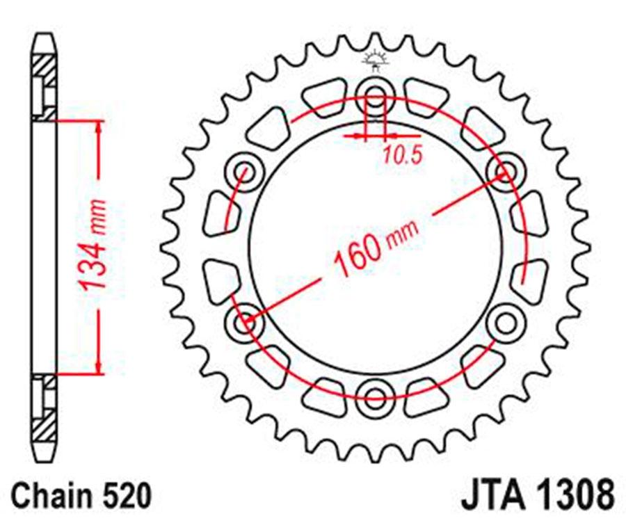 PLATO CORONA JT ALUMINIO NEGRO JT 1308 CON 46T