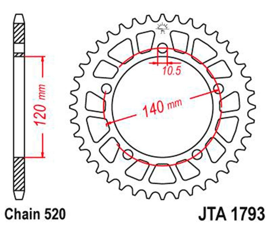 PLATO CORONA JT ALUMINIO NEGRO JT 1793 CON 42T