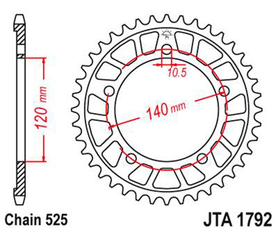 PLATO CORONA JT ALUMINIO NEGRO JT 1792 CON 43T