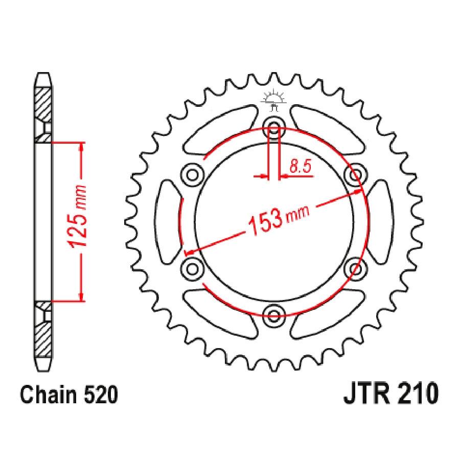 PLATO CORONA JT ALUMINIO NEGRO JT 210 CON 46T