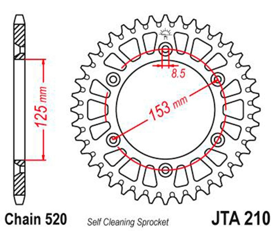 PLATO CORONA JT ALUMINIO NEGRO JT 210 CON 47T