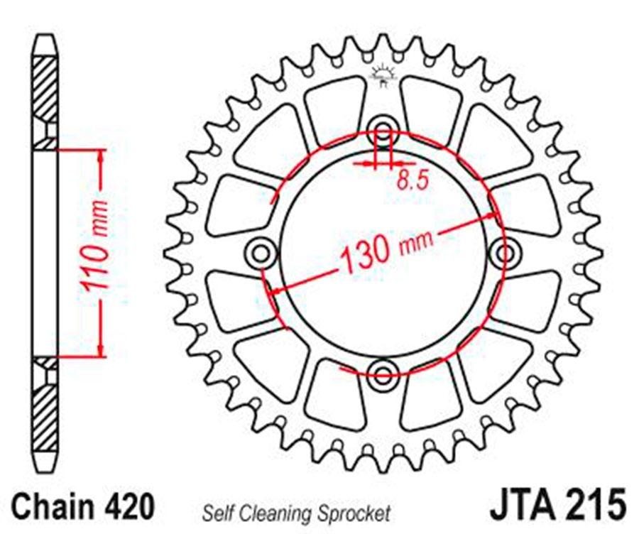 PLATO CORONA JT ALUMINIO ROJO JT 215 CON 56T
