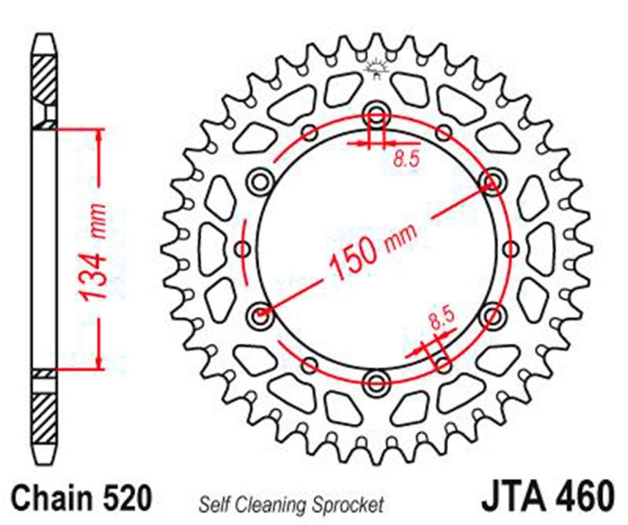 PLATO CORONA JT ALUMINIO NEGRO JT 460 CON 47T