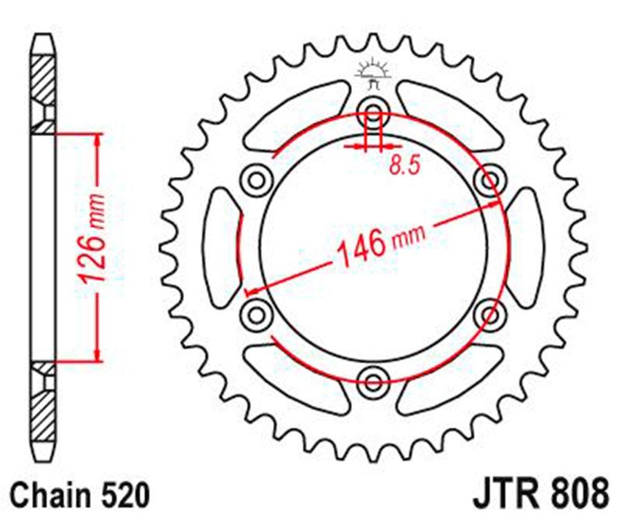 PLATO CORONA JT 808 DE ACERO CON 47T PASO 520 AUTOLIMPIABLE