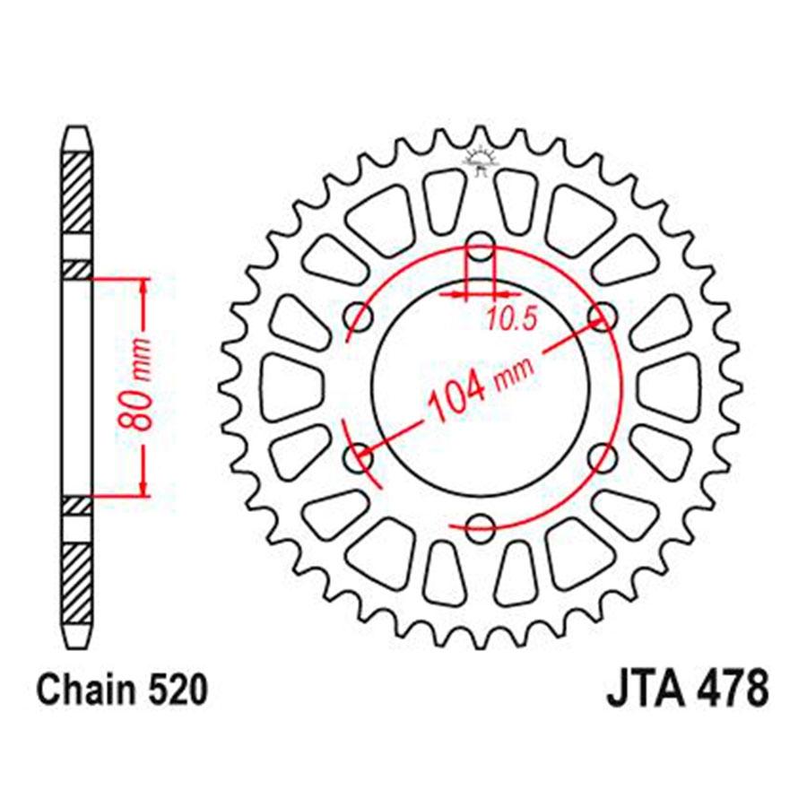 PLATO CORONA JT ALUMINIO NEGRO JT 478 CON 44T