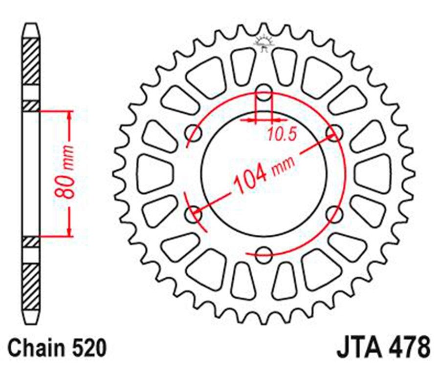 PLATO CORONA JT ALUMINIO NEGRO JT 478 CON 45T