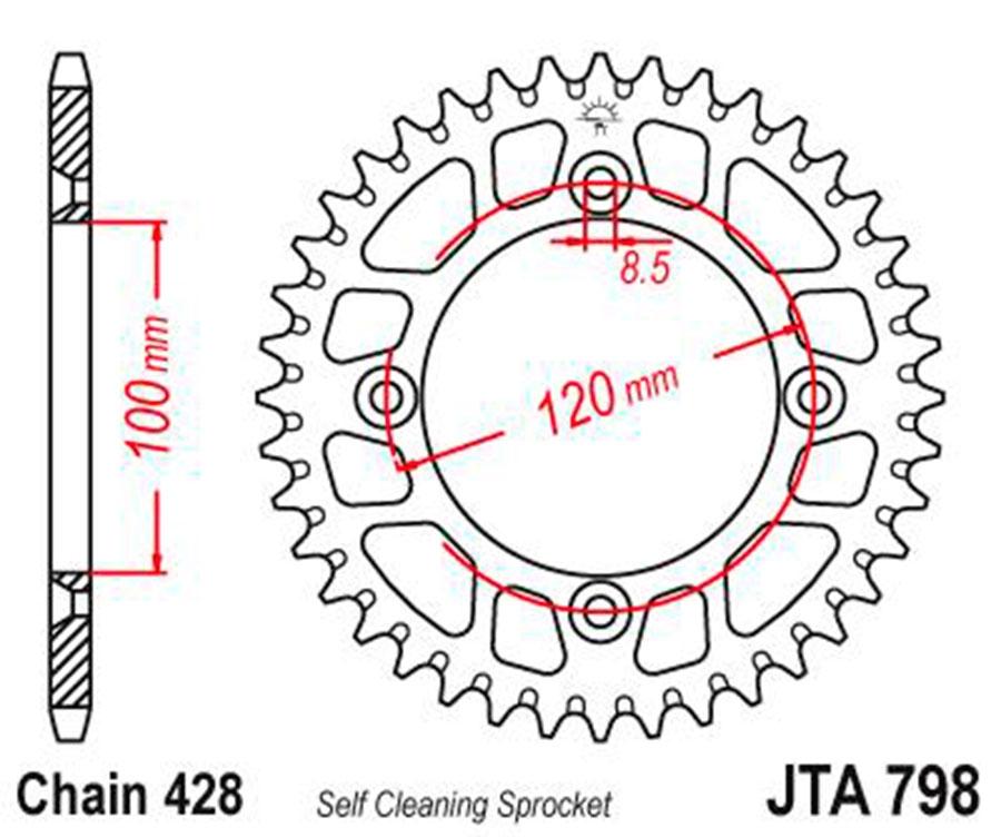 PLATO CORONA JT ALUMINIO NEGRO JT 798 CON 52T