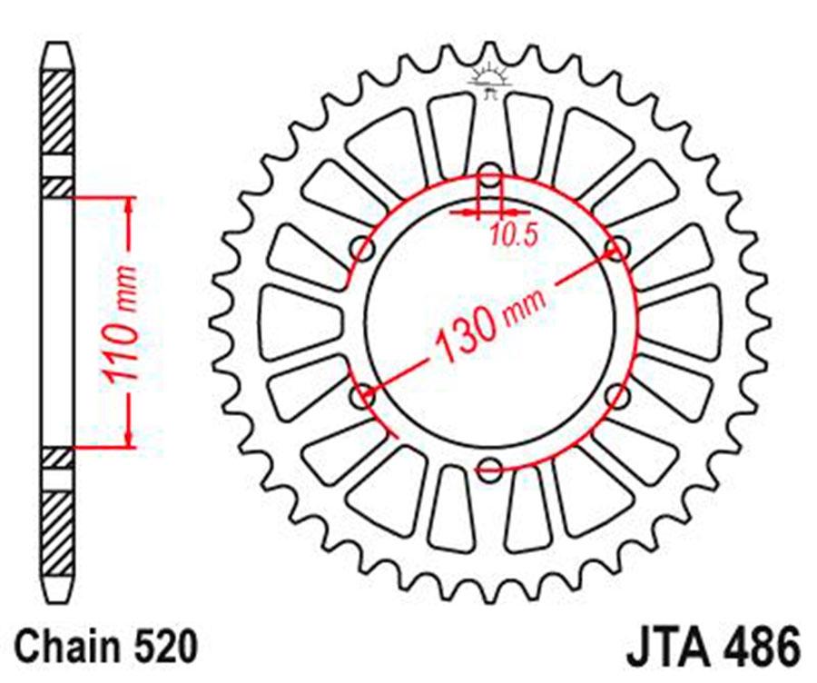 PLATO CORONA JT ALUMINIO NEGRO JT 486 CON 45T