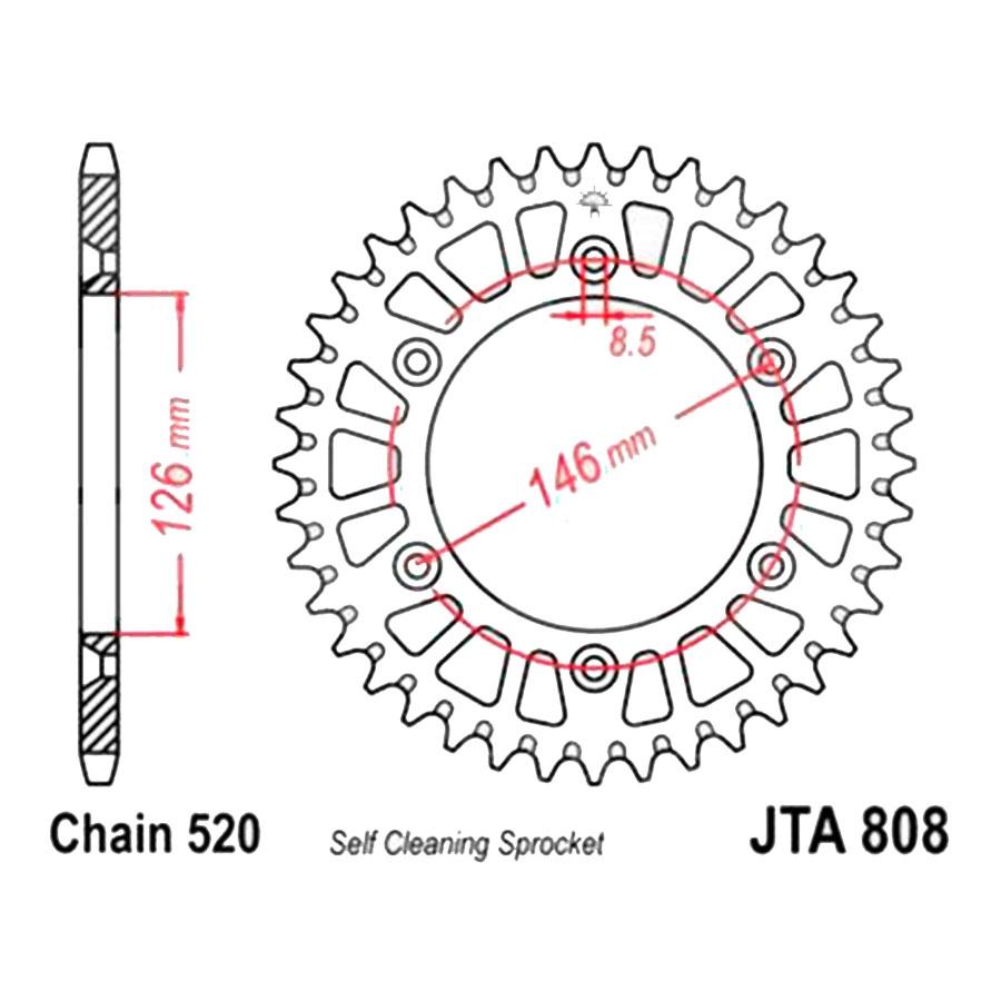 PLATO CORONA JT ALUMINIO NEGRO JT 808 CON 52T