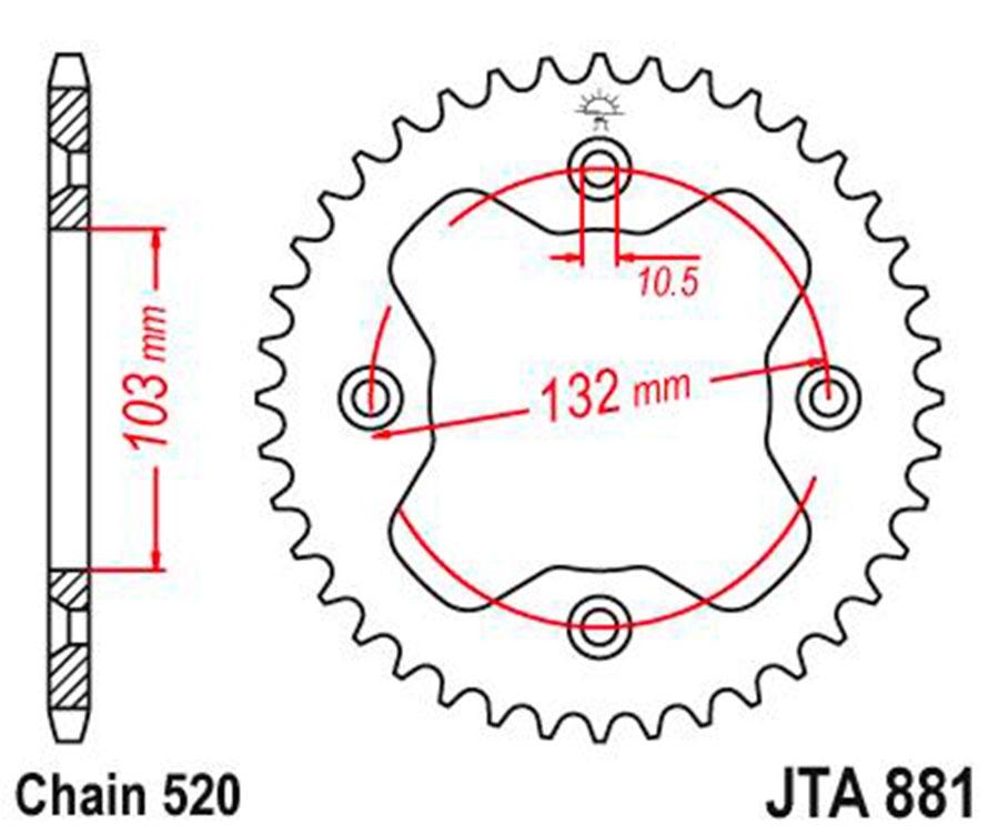 PLATO CORONA JT ALUMINIO NEGRO JT 881 CON 38T
