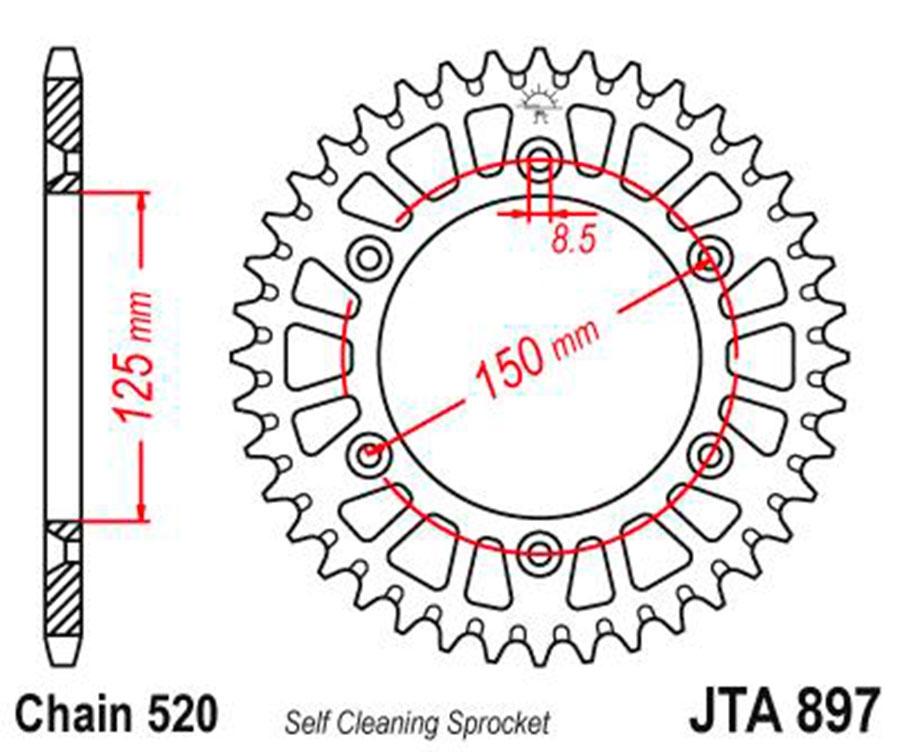 PLATO CORONA JT ALUMINIO NEGRO JT 897 CON 40T