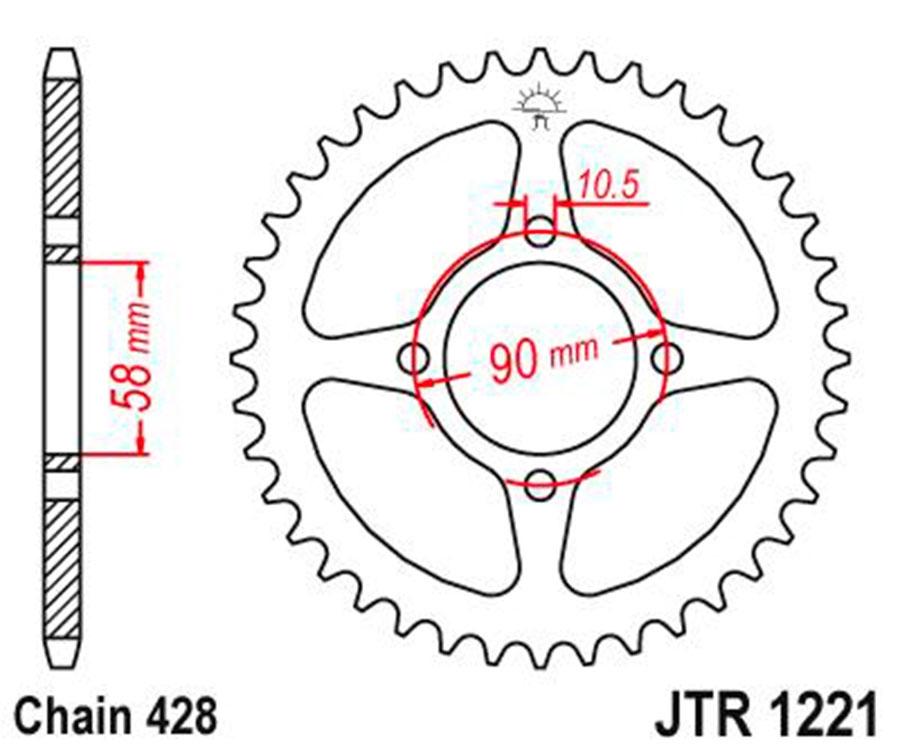 PLATO CORONA JT 1221 DE ACERO CON 45T