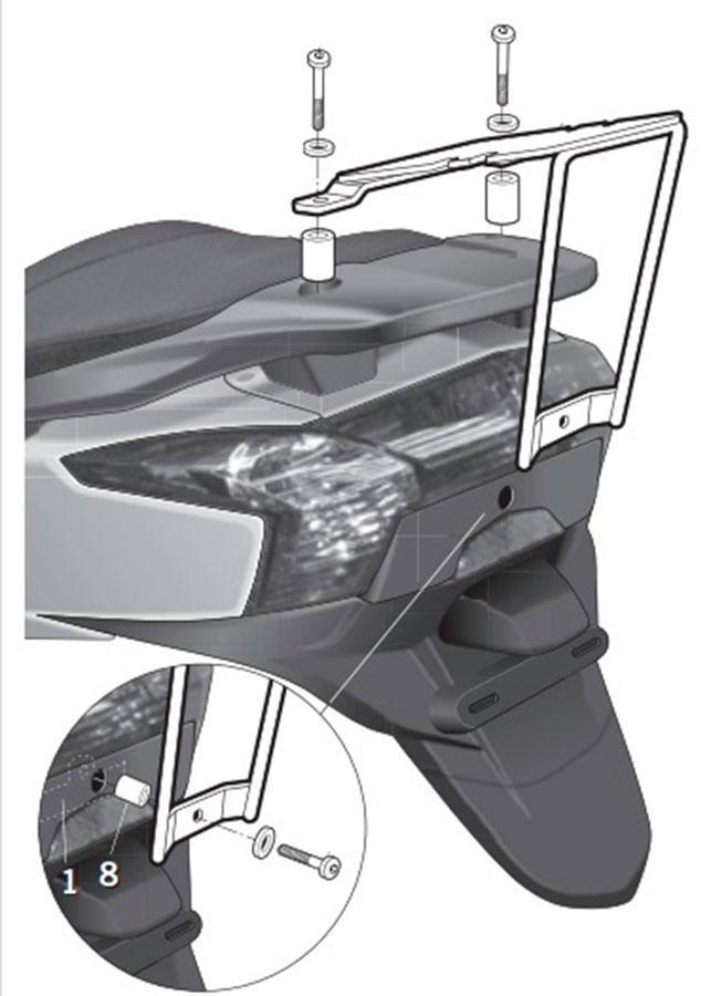 SOPORTE MALETA TRASERA TOP MASTER SHAD KYMKO DOWNTOWN 125/300 (09-16) K0SP19ST