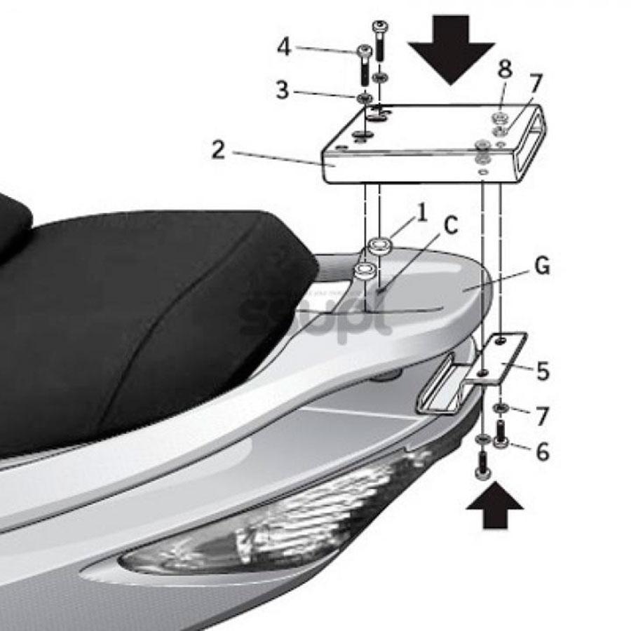 SOPORTE MALETA TRASERA TOP MASTER SHAD KYMCO XCITING 500 R/ABS 05-10