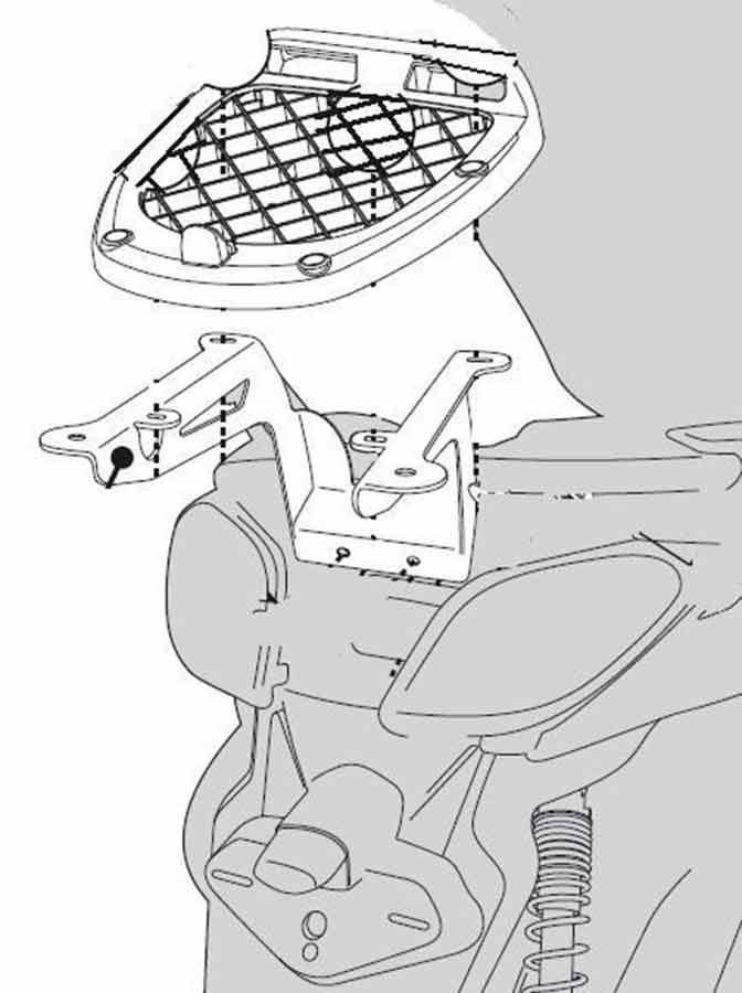SOPORTE MALETA TRASERA GIVI TOP ML P/INTML YAMAHA-MBK.X-MAX-SKICRUI.125-250.10     SR370M